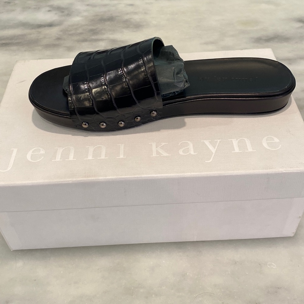 Jenni Kayne black crocodile slide - size 38/8